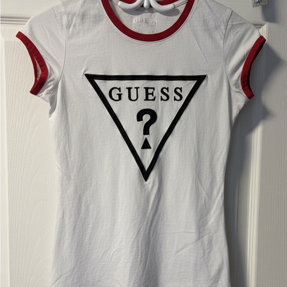 Guess Tops - Guess White Tee with Red Accents